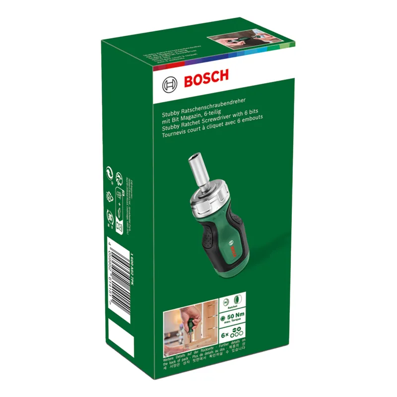 Bosch Stubby Ratchet Screwdriver with 6 bits - Bike Version